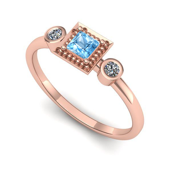 Inel de logodna din aur roz cu topaz blue