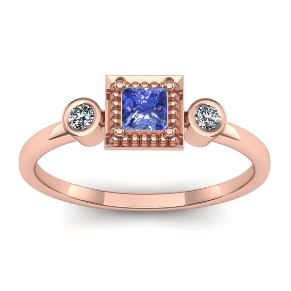Inel de logodna cu tanzanit patrat