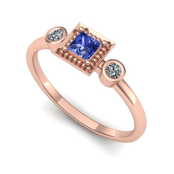 Inel din aur roz cu tanzanit