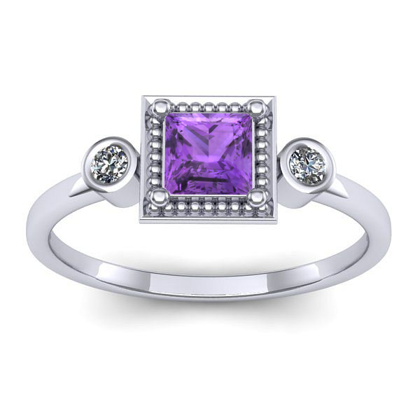 Inel logodna cu ametist patrat