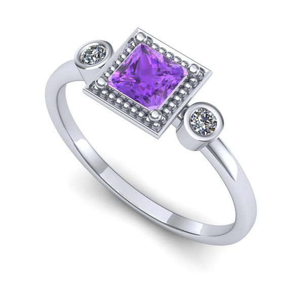 Inel din aur alb cu ametist