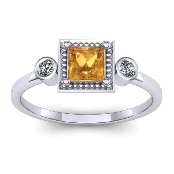 Inel de logodna cu citrin patrat