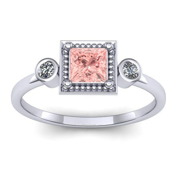 Inel cu diamant de laborator roz patrat