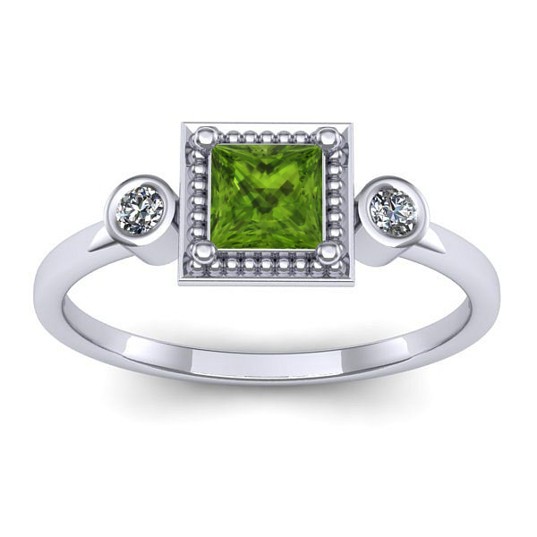 Inel logodna cu peridot patrat