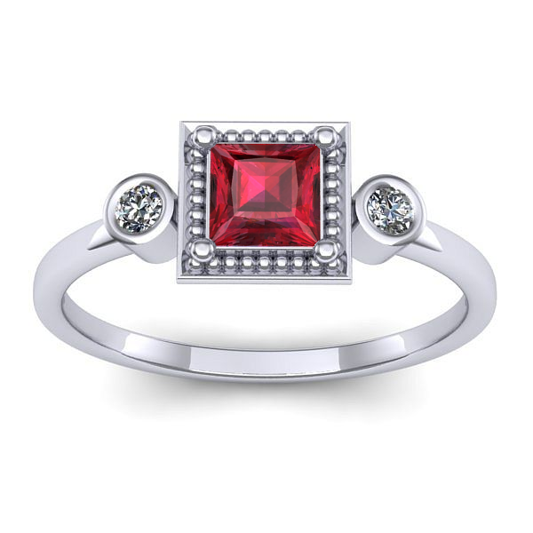 Inel logodna cu rubin patrat