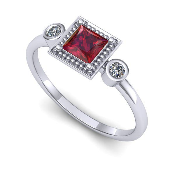 Inel din aur alb cu rubin