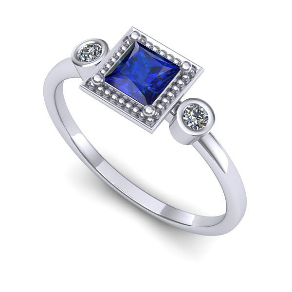 Inel logodna din aur alb cu safir