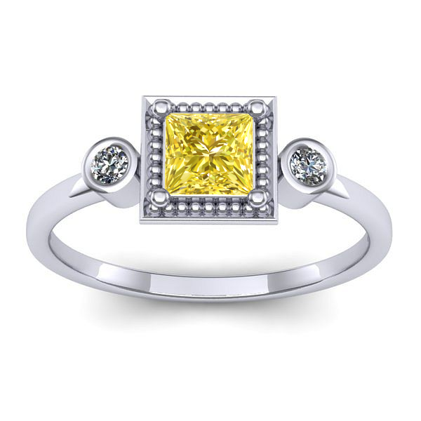 Inel cu safir galben patrat