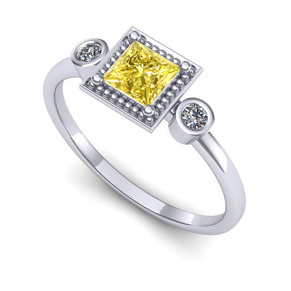 Inel din aur alb cu safir galben