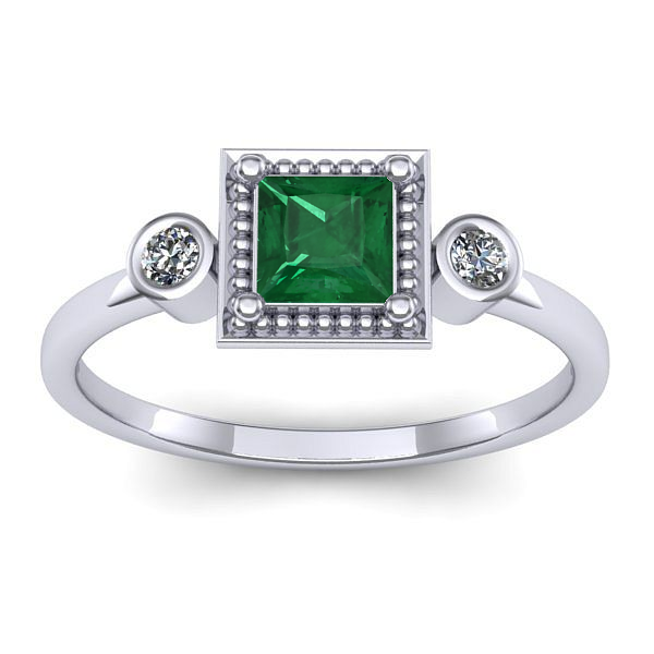 Inel cu smarald patrat