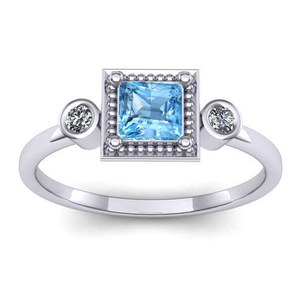 Inel cu topaz blue patrat