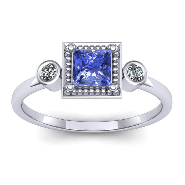 Inel de logodna cu tanzanit patrat