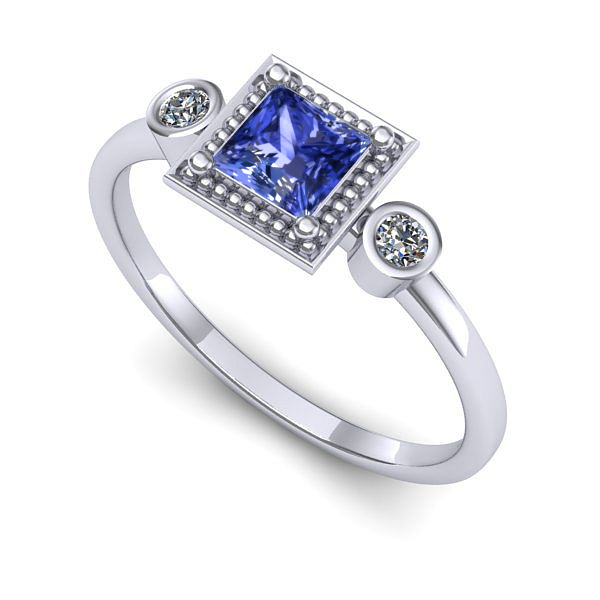 Inel de logodna din aur alb cu tanzanit
