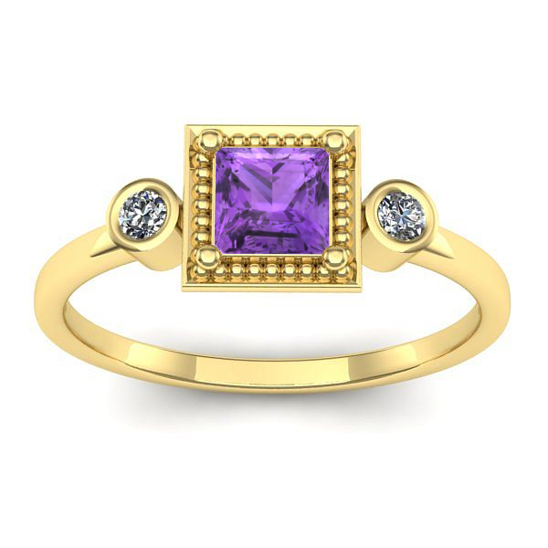 Inel cu ametist patrat