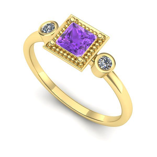 Inel din aur galben cu ametist