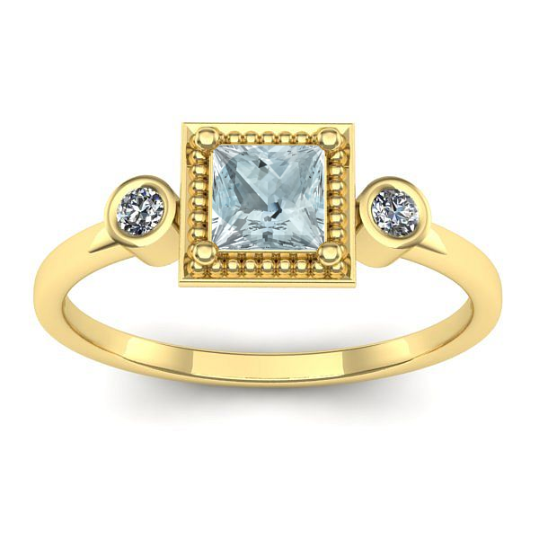 Inel cu aquamarin patrat