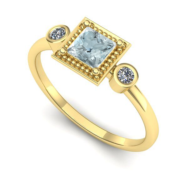 Inel din aur galben cu aquamarin