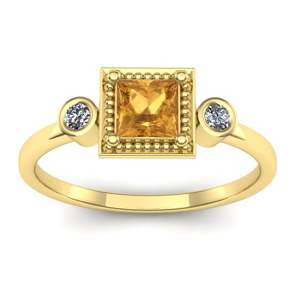 Inel cu citrin patrat