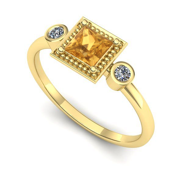Inel din aur galben cu citrin