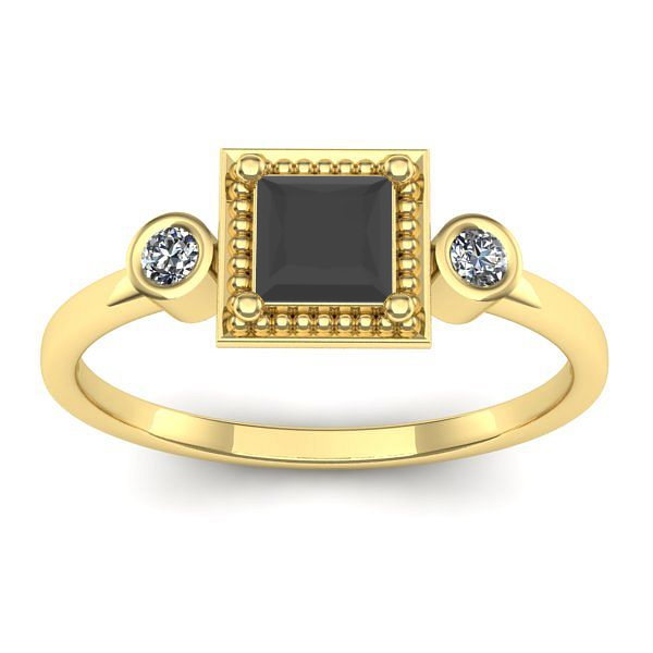 Inel cu diamant negru patrat