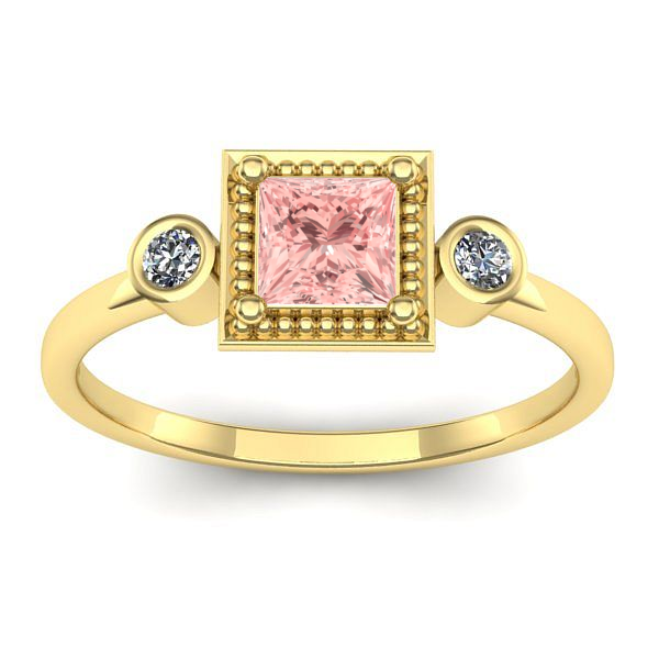Inel logodna cu diamant de laborator roz patrat