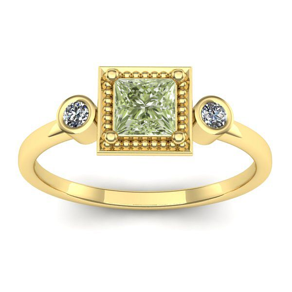 Inel logodna cu diamant de laborator verde patrat