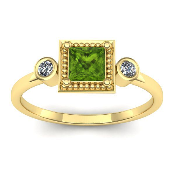 Inel de logodna cu peridot patrat