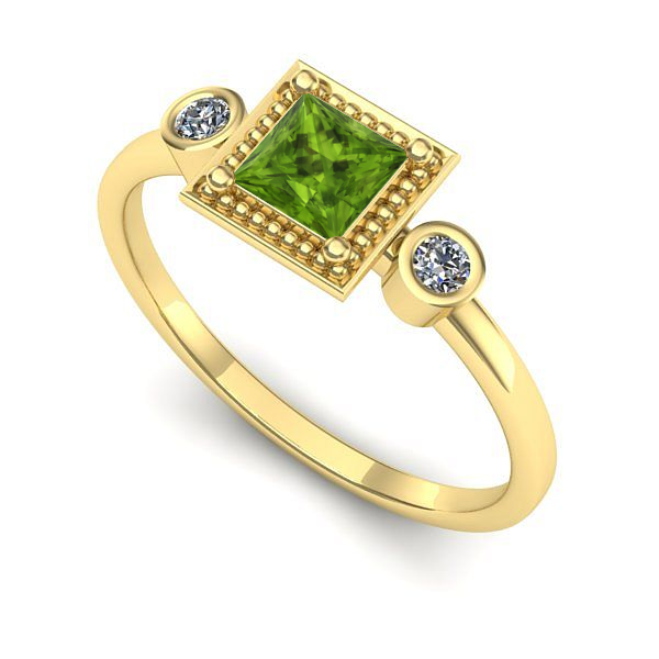 Inel logodna din aur galben cu peridot