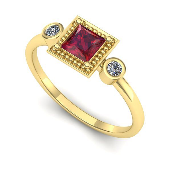 Inel logodna din aur galben cu rubin