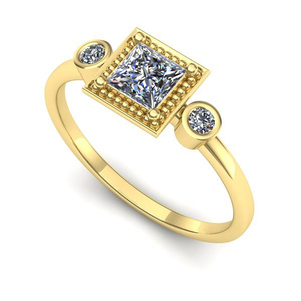 Inel de logodna din aur galben cu safir alb