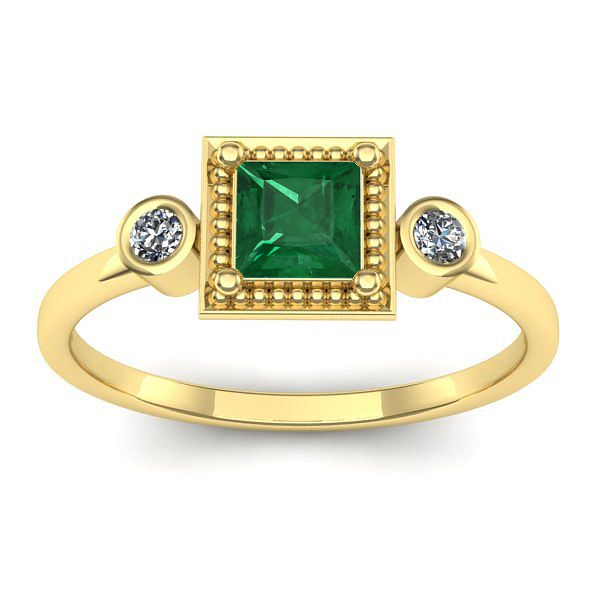 Inel de logodna cu smarald patrat