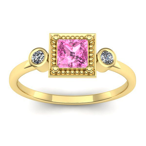 Inel de logodna cu safir roz patrat