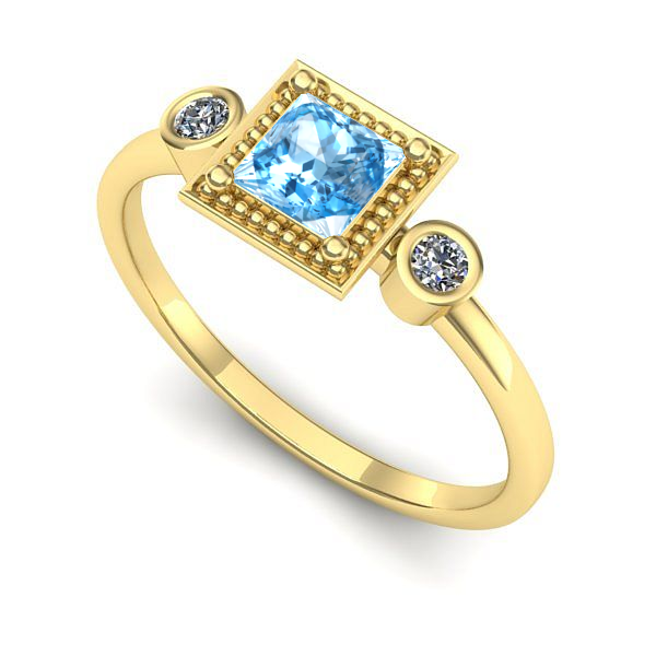 Inel din aur galben cu topaz blue