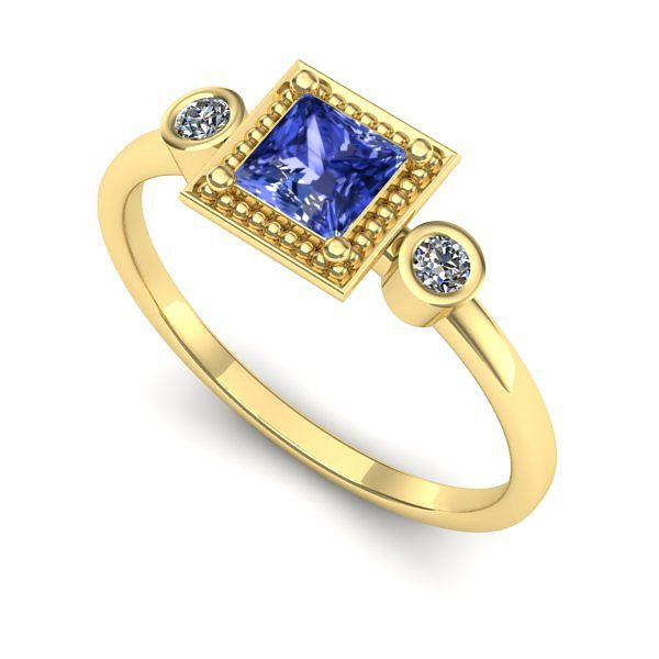 Inel din aur galben cu tanzanit