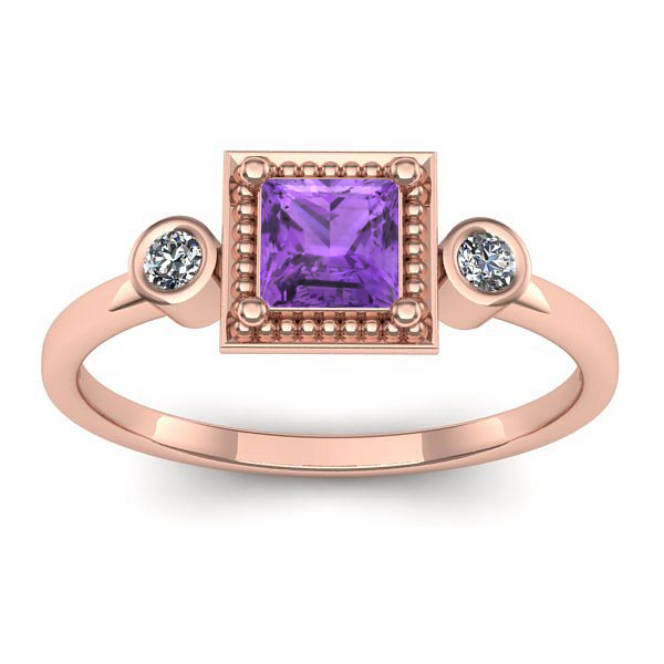 Inel logodna cu ametist patrat