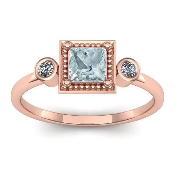 Inel logodna cu aquamarin patrat