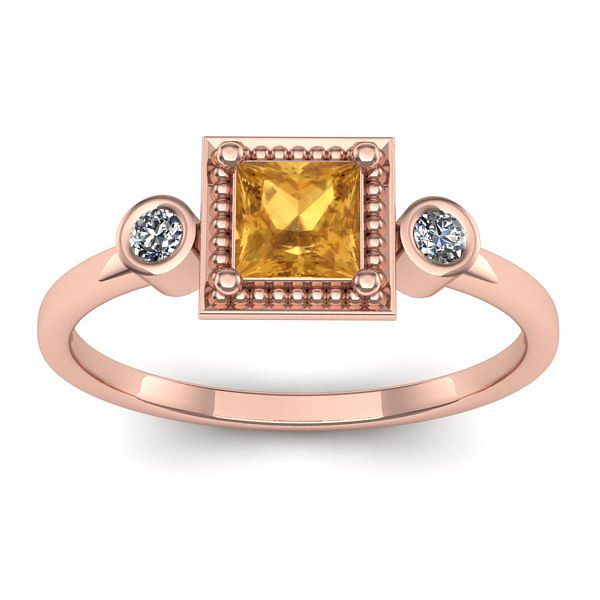 Inel de logodna cu citrin patrat