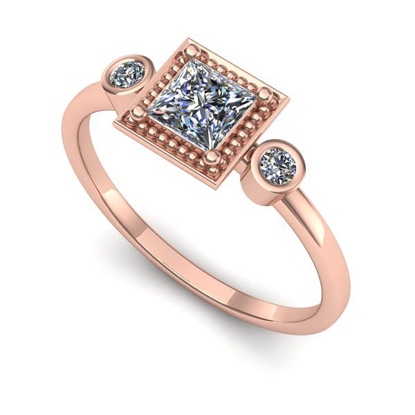 Inel de logodna din aur roz cu diamant