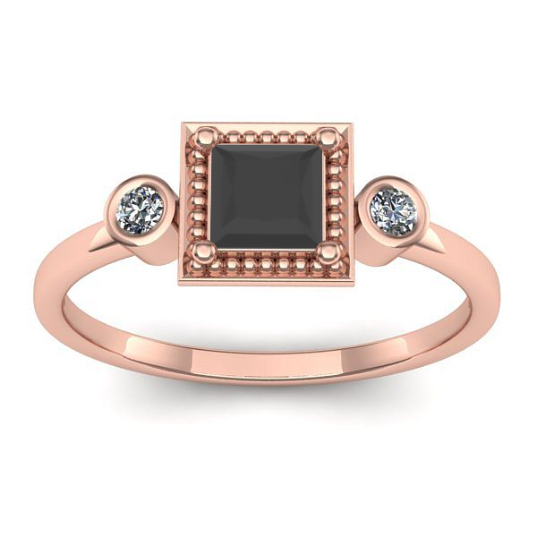 Inel de logodna cu diamant negru patrat