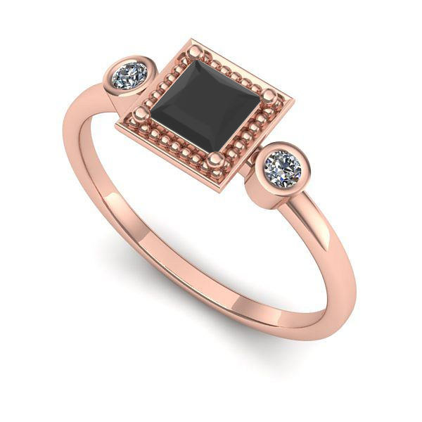 Inel logodna din aur roz cu diamant negru