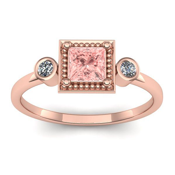 Inel logodna cu diamant de laborator roz patrat