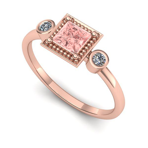 Inel logodna din aur roz cu diamant de laborator roz