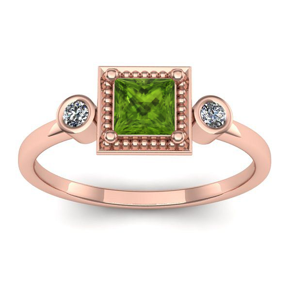 Inel logodna cu peridot patrat