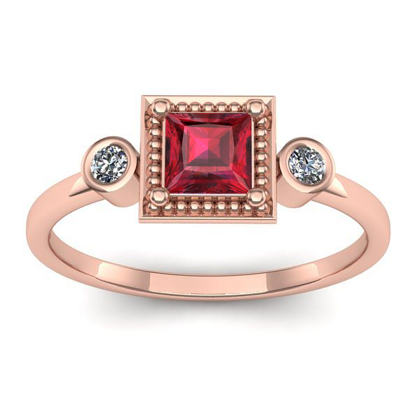 Inel logodna cu rubin patrat