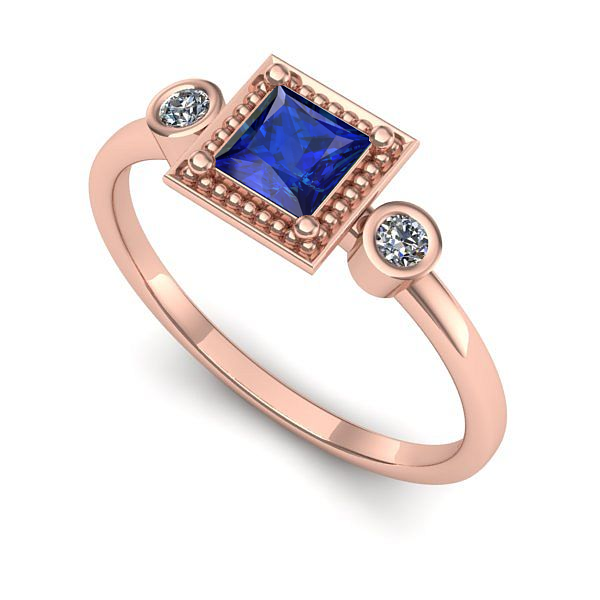 Inel din aur roz cu safir