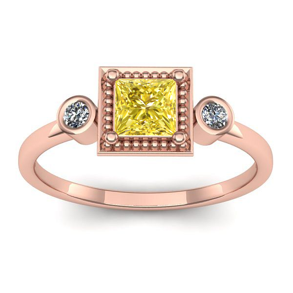 Inel cu safir galben patrat