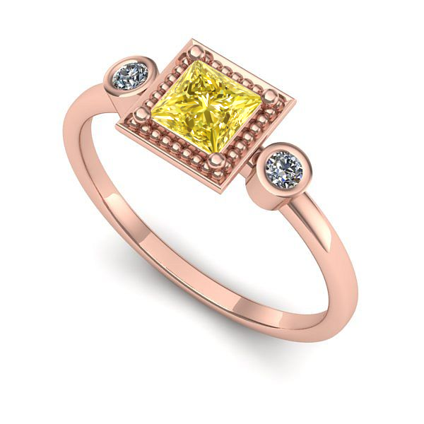 Inel logodna din aur roz cu safir galben