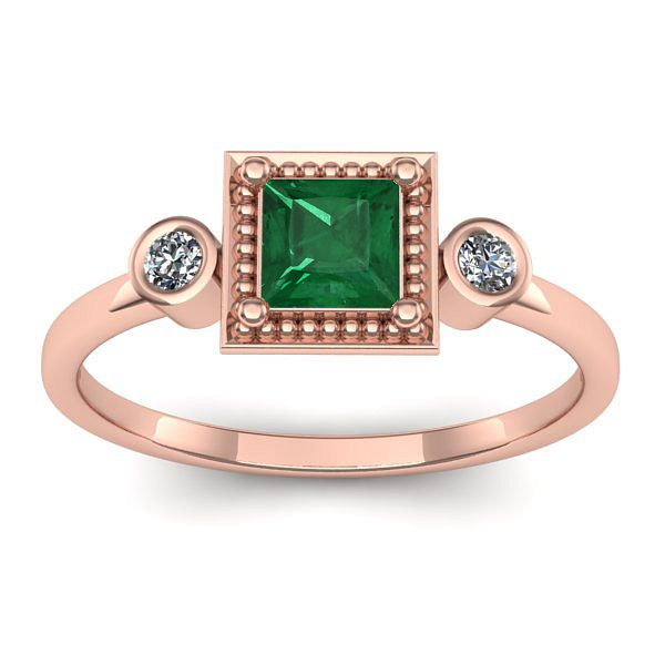 Inel logodna cu smarald patrat