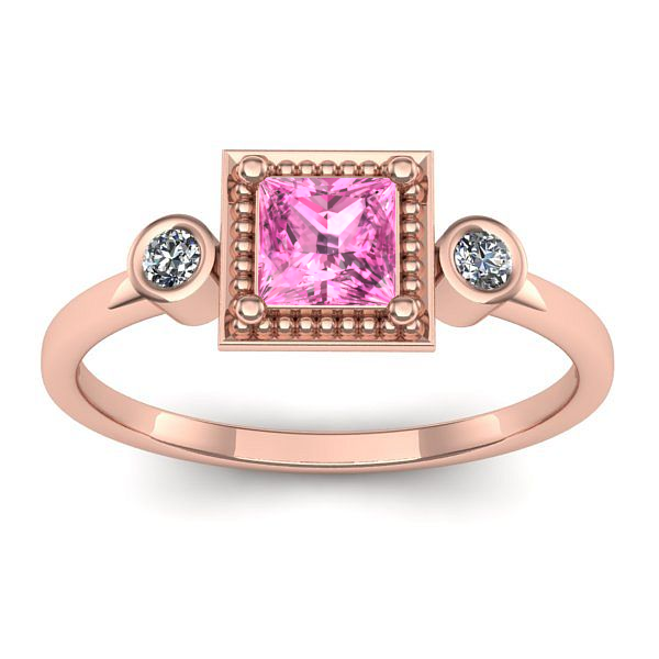 Inel de logodna cu safir roz patrat