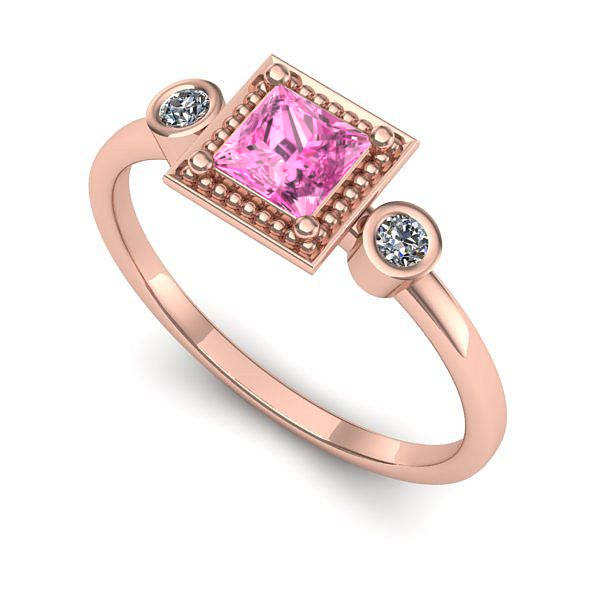 Inel din aur roz cu safir roz